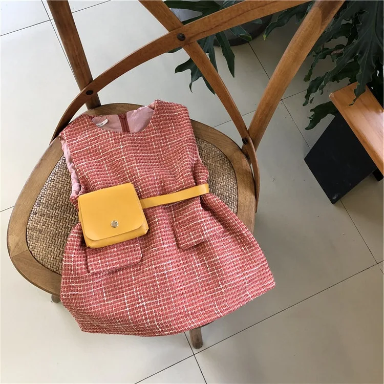 Girls Dresses with Bag Fashion Wool Sleeveless Party Dress Girl 2 3 4 5 6 Years Baby Princess Toddler Winter Clothes | Детская одежда и