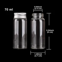 3pcs 70ml 37*90mm Storage Bottles with Aluminum Lids Candy Bottles Spice Jars Glass Bottles Pill Container Message Bottles 2