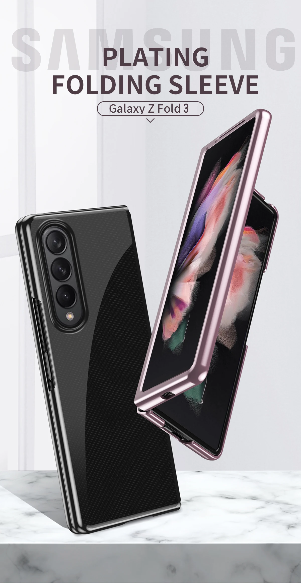 

For Samsung Galaxy Z Fold3 5G Electroplate Transparent Case Clear Back Case For Galaxy Z Fold3 5G Shockproof Cases