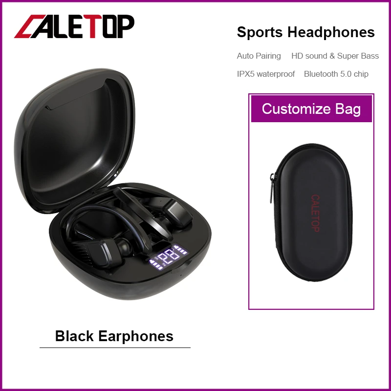 Caletop TWS спортивные наушники беспроводные наушники для бега IPX5 Bluetooth наушники с микрофоном для iphone для Xiaomi гарнитуры - Цвет: Серебристый
