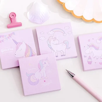

Cartoon Unicorn Memo Pad Self-Adhesive Times Sticky Notes Stationery Sticker School Supplies Bookmark Label Escolar