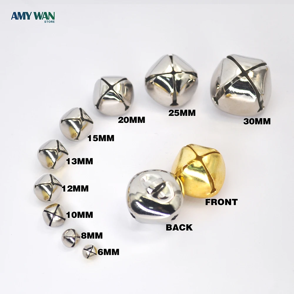 Colgante de bola de campana con forma de cruz de árbol de Navidad de hierro chapado en oro y plata de tamaño variado de 6 a 30 mm, decoración hecha a mano para fiestas, accesorios de manualidades para