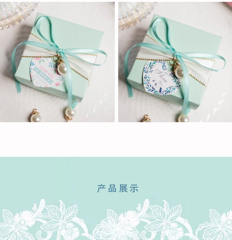 20pcs/lot Wedding candy box pink/blue Light luxury gift boxes baby shower Birthday paper packaging gift box party favors