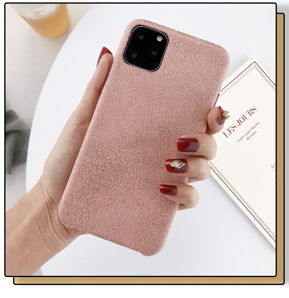Плюшевый однотонный чехол для телефона iPhone 11 Pro Max X XR Xs Max зимние теплые пушистые чехлы Чехол для iPhone 8 7 6 6s Plus