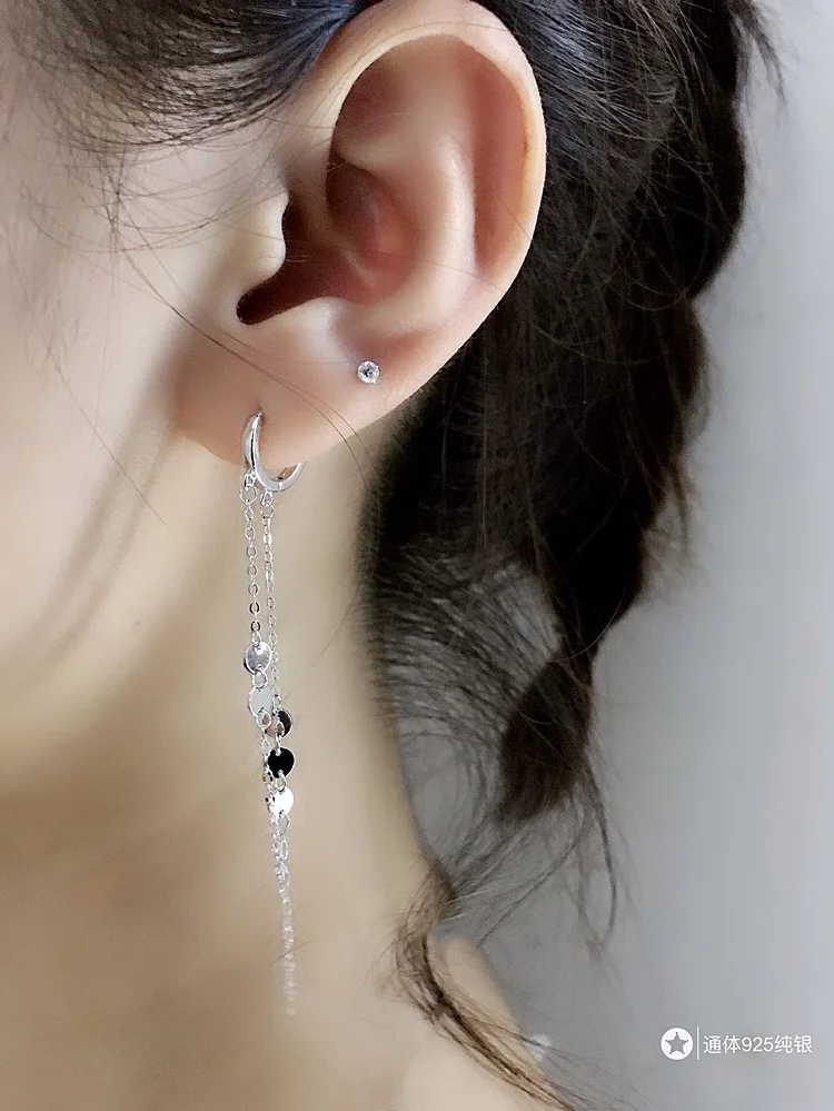 Серьги из стерлингового серебра 925 пробы, модные круглые кисточки, длинные серьги, милые дикие тренды, дикие женские серебряные серьги