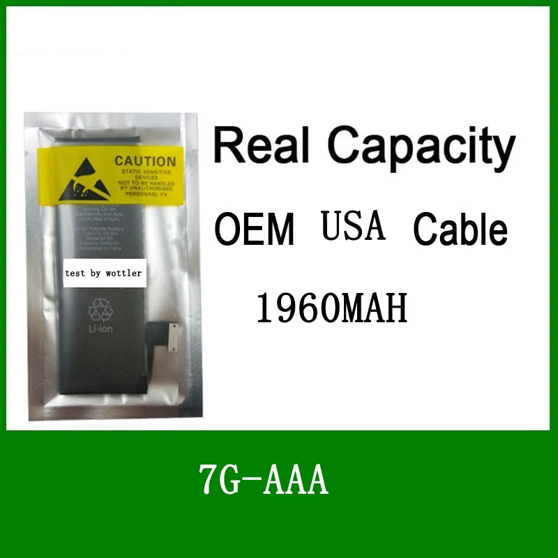 

10pcs/lot Real Capacity China Protection board 1960mAh 3.82V Battery for iPhone 7 7G zero cycle replacement repair parts 7G-A