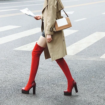 

Hot Sale Botas Mujer Shoes Women High Heels 11cm Motocicleta Mulheres Martin Outono Inverno Botas De Couro Femininas Boots 8-16