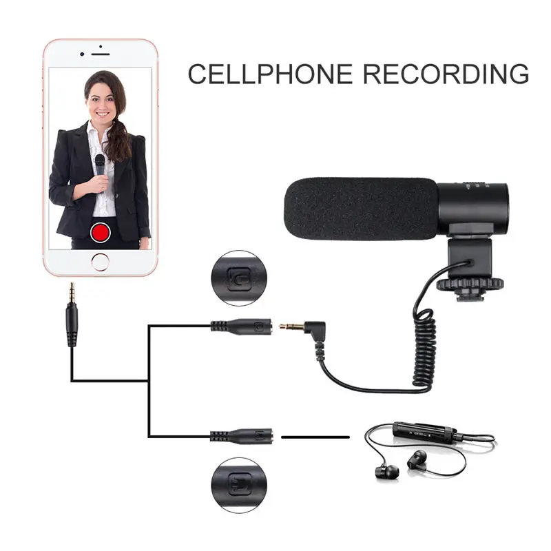ABKT-K& F, Cm-500, профессиональный микрофон для интервью, запись для цифровой зеркальной камеры, компьютера, мобильного телефона, ПК