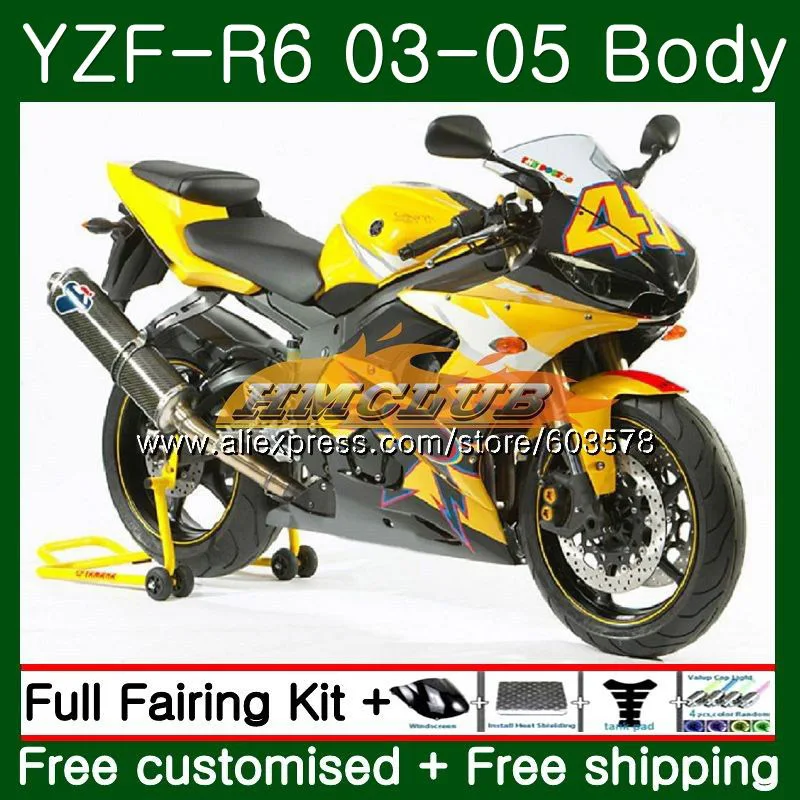 Корпус для YAMAHA YZF600 YZF R6 YZF-R6 2003 2004 2005 Кузов 54CL. 9 YZF 600 R 6 YZF-600 YZFR6 03 04 05 Желтый обтекатели - Цвет: No. 1