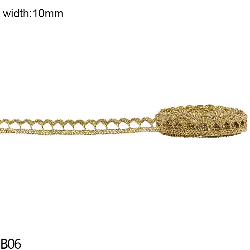 B06-10mm-gold 5/10 ярдов на возраст 7-24 мм розовое золото кружевная ткань серебряного цвета вышитая кружевная отделка лентами набор «сделай сам» для прошитая вручную свадебное платье украшения Accesso - Цвет: B06-10mm-gold
