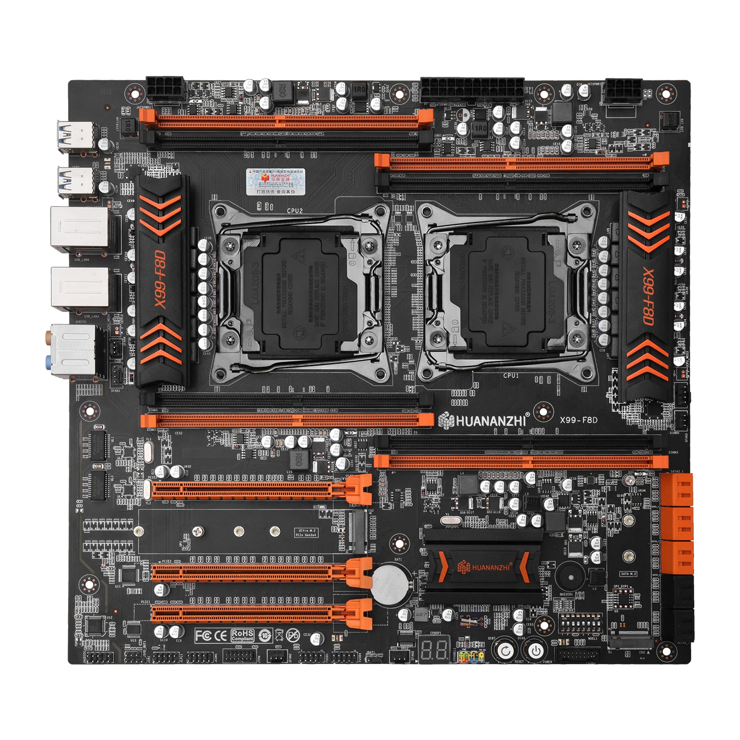 best pc mother board HUANANZHI X99 F8D X99 Motherboard Intel Dual CPU X99 LGA 2011-3 E5 V3 DDR4 RECC 256GB M.2 NVME NGFF USB3.0 E-ATX Server motherboards computer