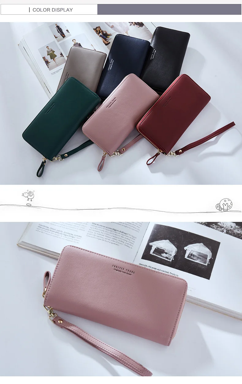 Wristband Women Long Clutch Wallet Large Capacity Wallets Female Purse Lady Purses Phone Pocket Card Holder Carteras