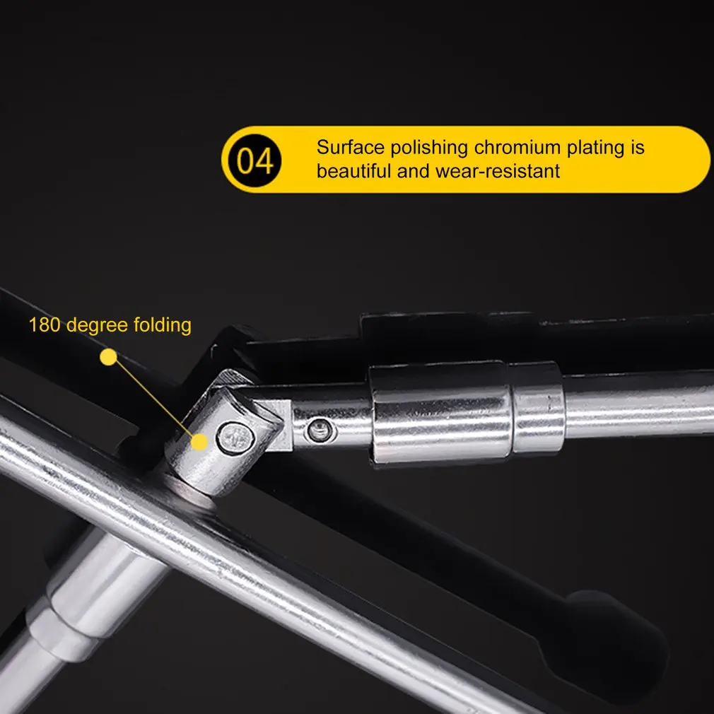 Folding Cross Wrench Car Wheel Repair Tool Auto Socket Spanner 17,19,21,23 Stowable Adjustable Portable Nut Tire Lug Tool