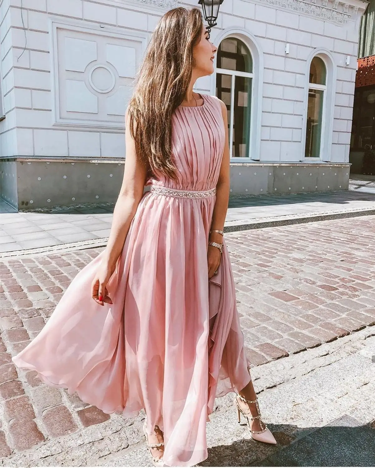 Женское платье для выпускного вечера, шифоновое, розовое, длинное, без рукавов, длина до пола,, халат, длинное платье, длинное, на заказ, черное, для девушек, с поясом, элегантное