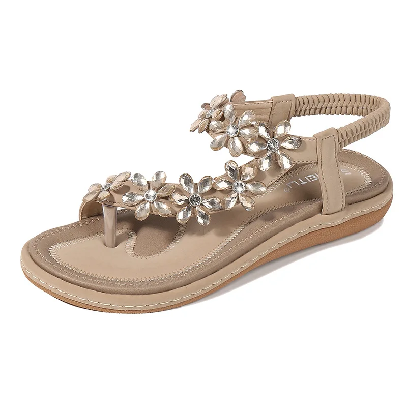 

Korean Style 2020 Women Summer Sandals Open Toe Flip Flops Women's Flat Sandles with Low Women Shoes Crystal Shoes X6X07011