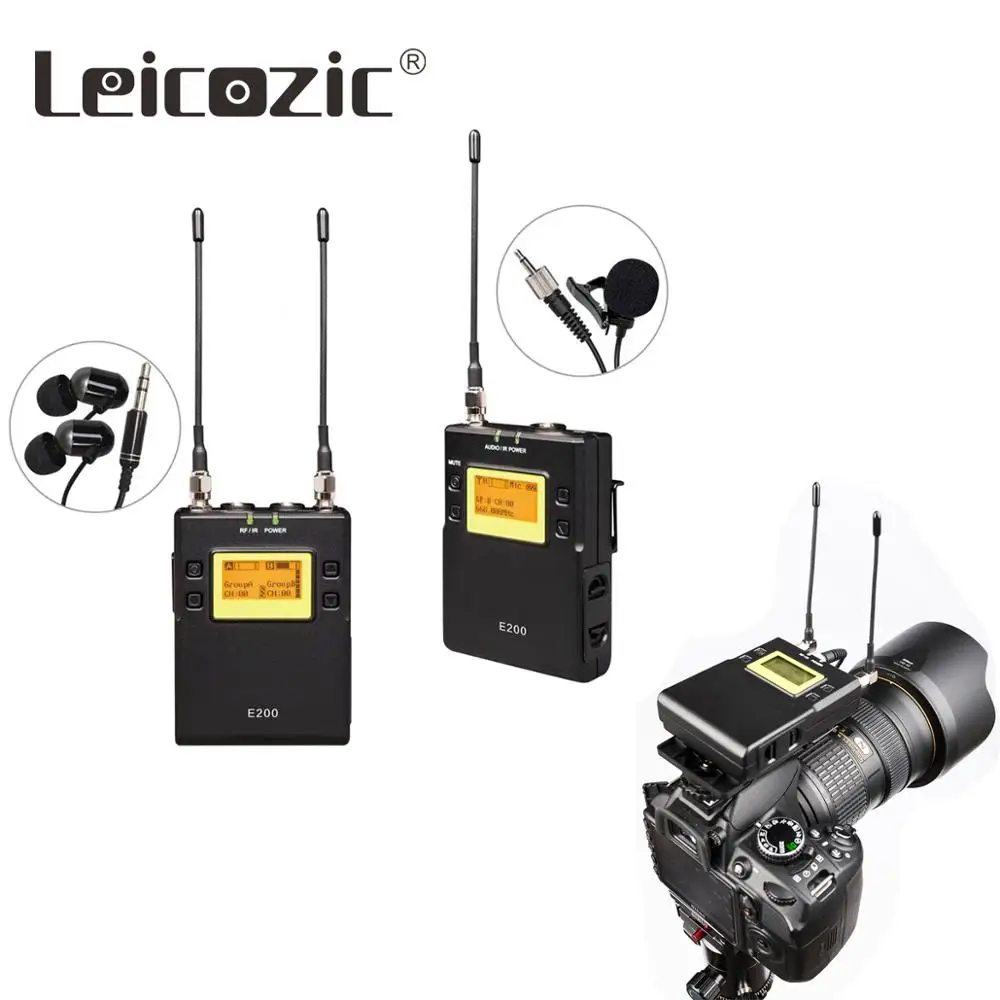 Leicozic E200 двухканальный портативный DSLR камера интервью Запись микрофон беспроводной для ENG, EFP, микро фильм, гид системы