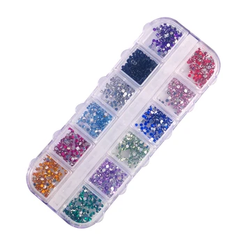 

12 Colors Nail Art Rhinestones Glitter Flat beads Crystal Sequins 3D DIY Tip Decoration Ozdoby Do Paznokci Nail Charm Ongles