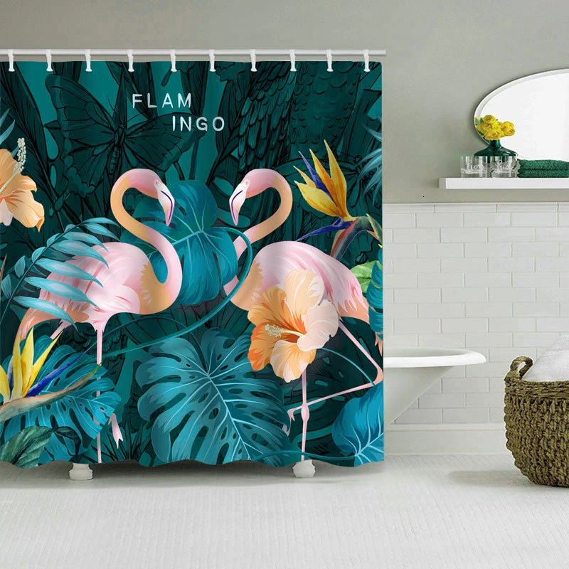 

Animals Flamingo Nordic Pictures Waterproof Shower Curtains In The Bathroom 3d Prints Polyester Bath Screen Home Decor