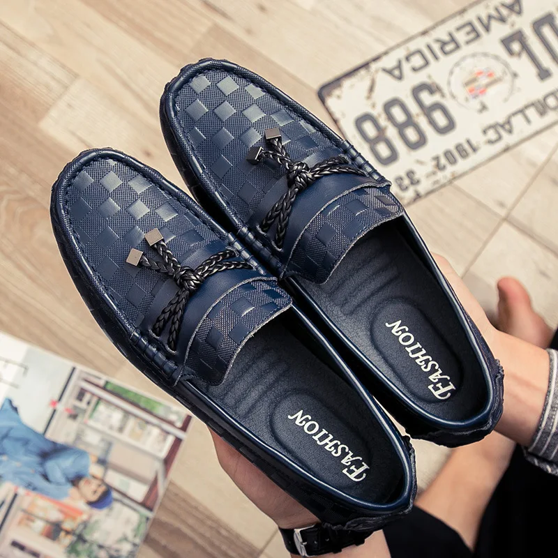 

Lattice Control Man Doug Shoe Genuine Leather Autumn Trend Joker Male Shoe Personality Dawdler Guy Leather Shoes