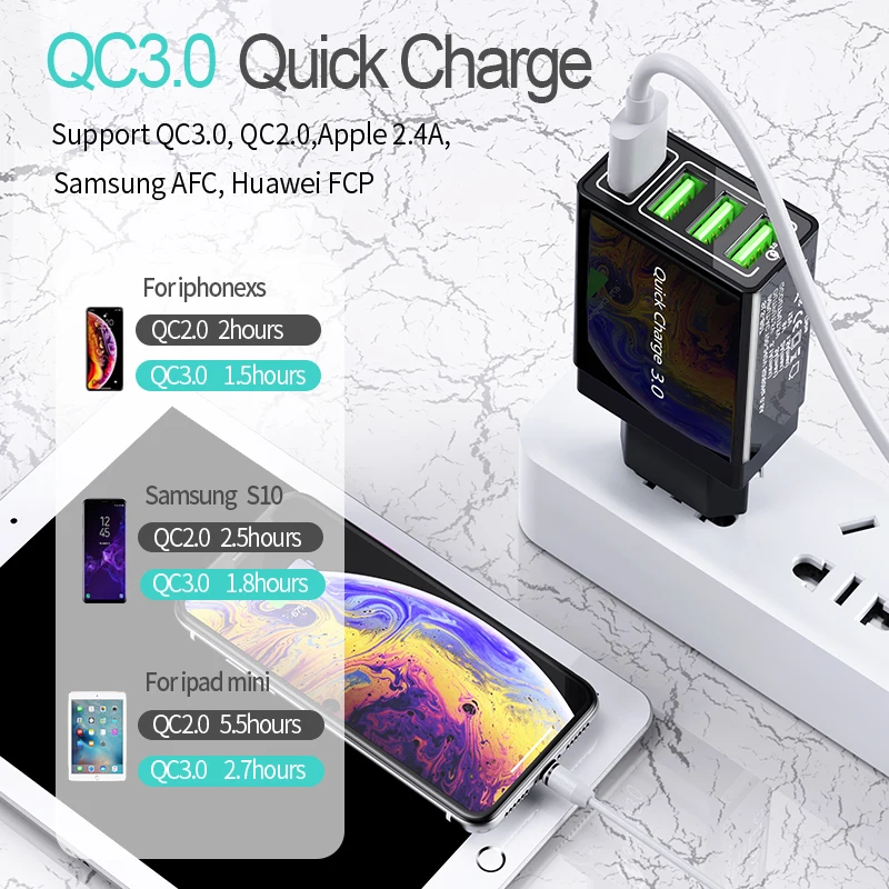 Udyr Quick Charge 4,0 3,0 USB зарядное устройство для iPhone 11 samsung S10 A50 huawei P30 Pro EU US 4 порта быстрое настенное зарядное устройство для мобильного телефона