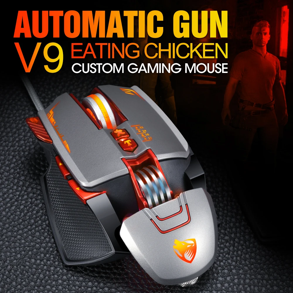 Professional Wired Gaming Mouse gamer 8 Button 3200 DPI LED Optical USB Computer Mouse Gamer Mice V9 Game Mouse Silent for PC