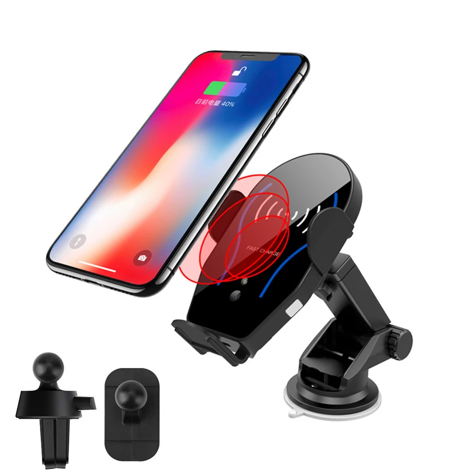 10W Qi автомобильное беспроводное зарядное устройство для iPhone 11 pro samsung S10 Xiaomi Mi 9 Быстрая зарядка Авто зажимное зарядное устройство держатель для телефона - Тип штекера: With Sucker
