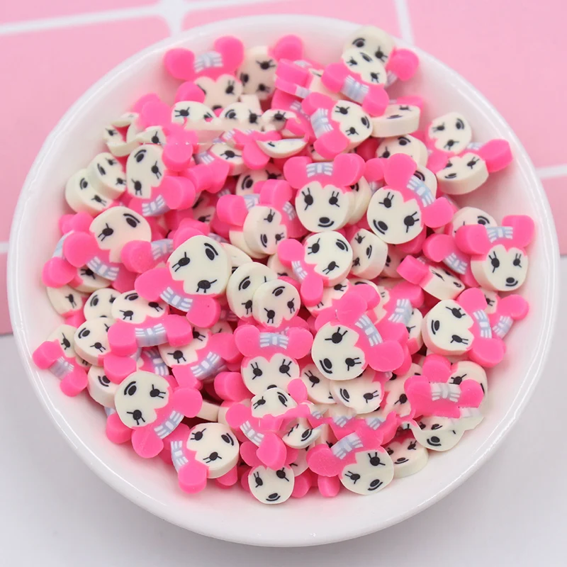 pink mouse 50 г/лот, утиный медведь, полимерная Горячая глина, посыпки для поделок, Мультяшные животные, кусочки, маленькие милые пластиковые, Klei, частицы грязи, украшение, 1 см - Цвет: pink mouse