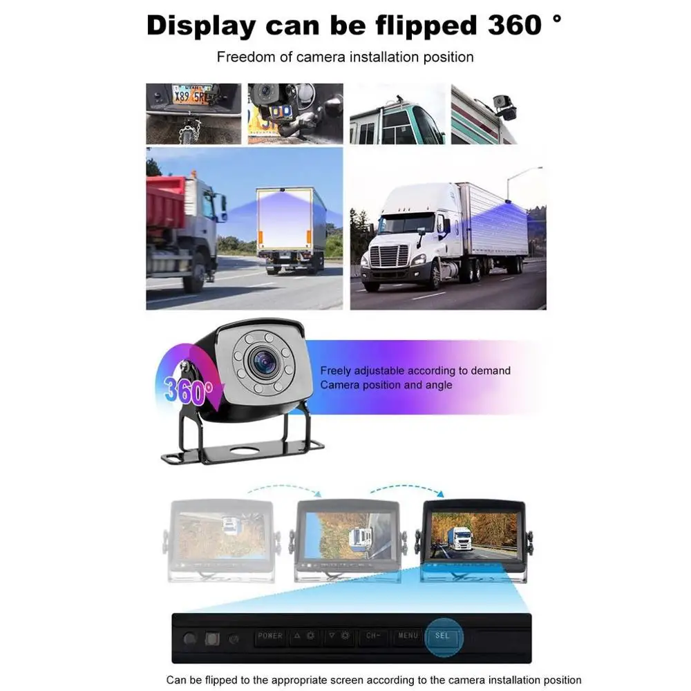 7 &quot1080P HD монитор AHD Передняя и задняя двойная запись автобус RV Вождение рекордер