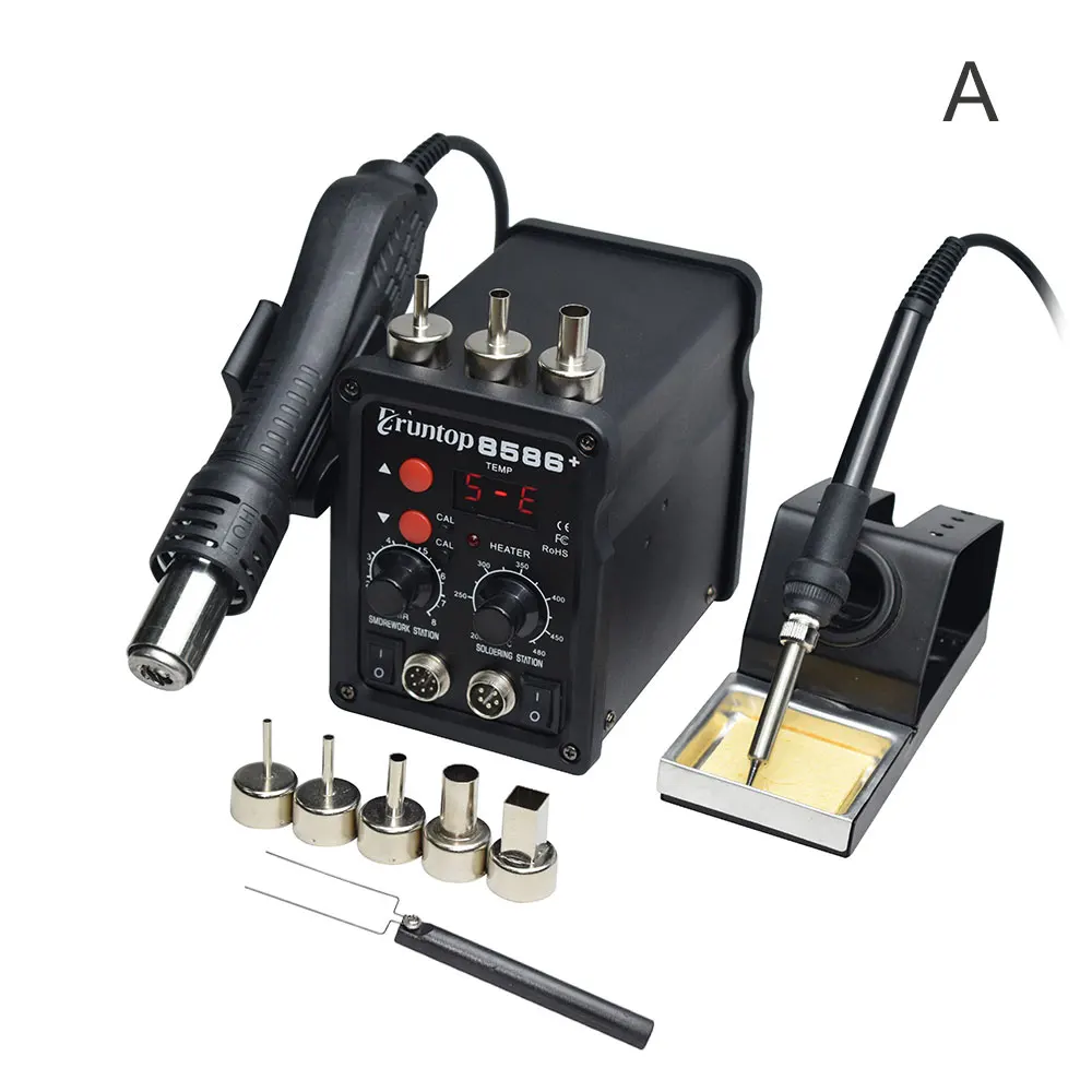 A 1 комплект с цифровым дисплеем Eruntop 8586+ Электрические паяльники+ фена SMD паяльная станция модернизированная с 8586 - Цвет: A