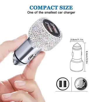 

Dual USB Port Chargers Fast Charging Car Chargers Safety Hammer Chargers Diamond Style Car Chargers