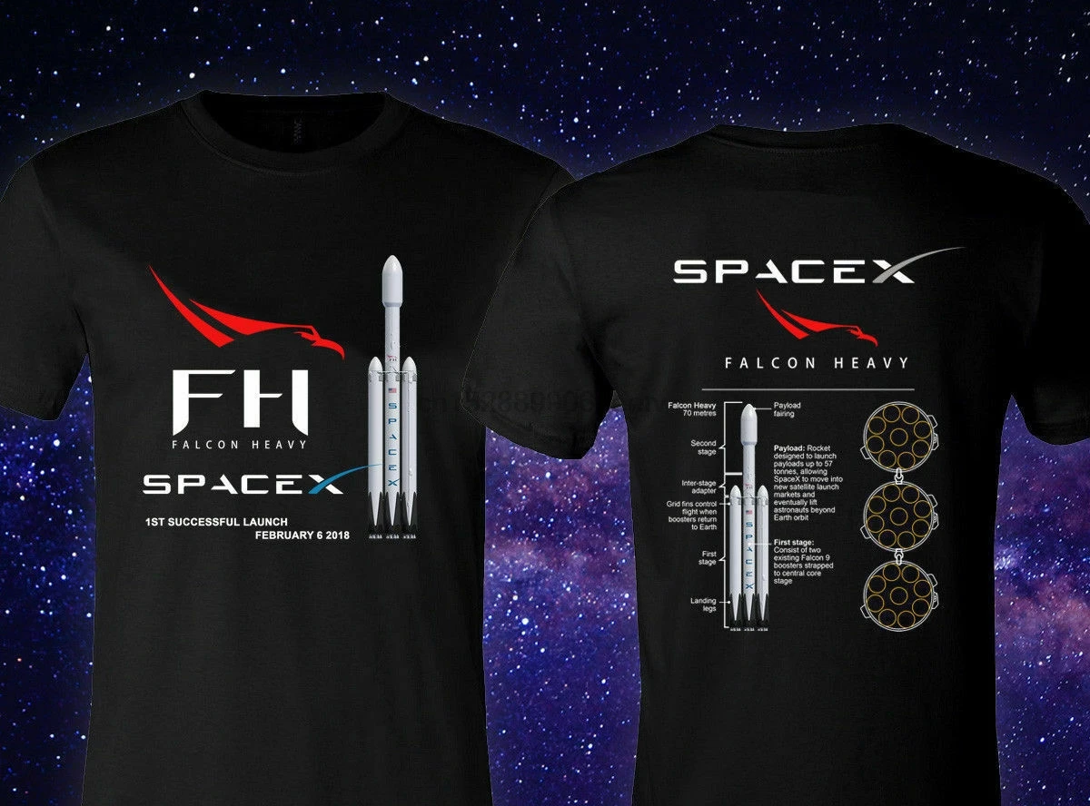 Новинка SpaceX Falcon Heavy Rocket launch 2018 черная футболка S 5XL мужчин и женщин| |