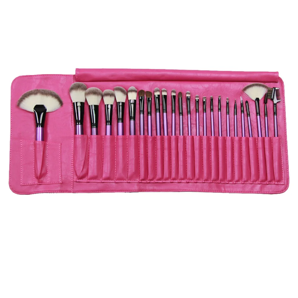 

24 PCS Makeup Brushes 24 Purple Makeup Brush Set Nylon Animal Fur Rose Red Brush Suit