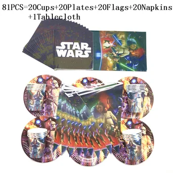 

81Pcs/Lot Star Wars Theme Baby Shower Birthday Party Cartoon Decoration Birthday Cups Plate Napkin Banner Supply 10 People Party