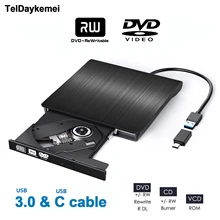Tragbare USB 3,0 Typ C DVD-ROM Optisches Laufwerk Externe Schlank CD ROM Disk Reader Desktop PC Laptop Tablet Förderung DVD player
