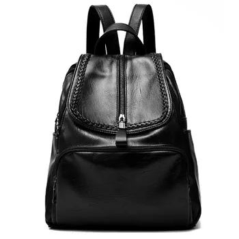 

New Ladies Shoulder Bag European and American Fashion Pu Soft Leather Backpack Travel Bag