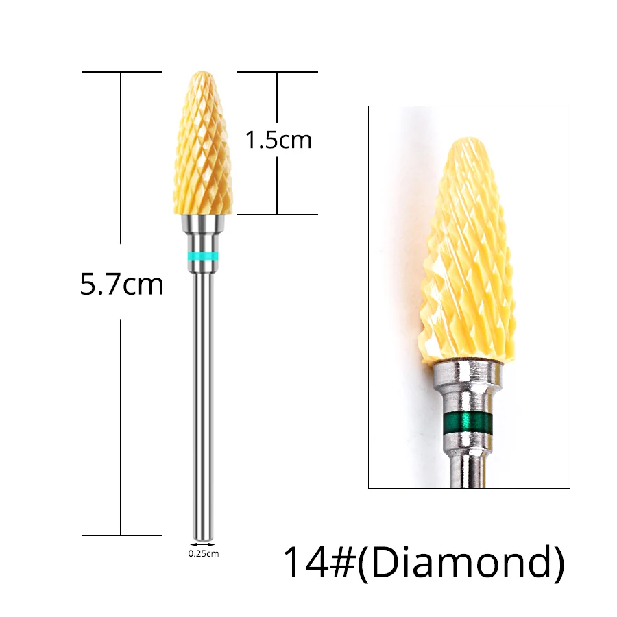 Alileader Алмазная фреза для маникюра керамические фрезы для ногтей электрическая дрель для ногтей маникюрная машина биты для ногтей для электрической дрели - Цвет: 14
