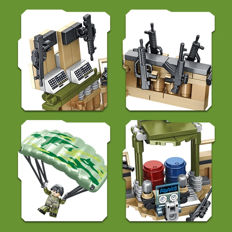 Конструктор PANLOS совместимый с LegoINGlys MOC WW2 солдатская Миссия мира защитное оружие