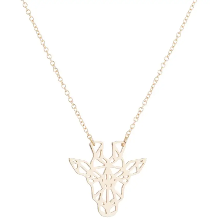 giraffe GOLD Yiustar оригами цепь "медведь" кулон ожерелье чокер для женщин Простые ожерелья с Фениксом ювелирные изделия Жираф женщина животное ожерелье - Окраска металла: giraffe GOLD