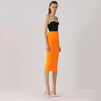 

Sexy Colorblock Stitching Dress Was Thin Halter StraplessParty Bandage Dress 2020 Summer Retro Casual Split Dress