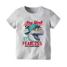 Футболка с короткими рукавами для больших детей г. Новая Стильная летняя Детская куртка из чистого хлопка с короткими рукавами футболка с динозавром летняя одежда