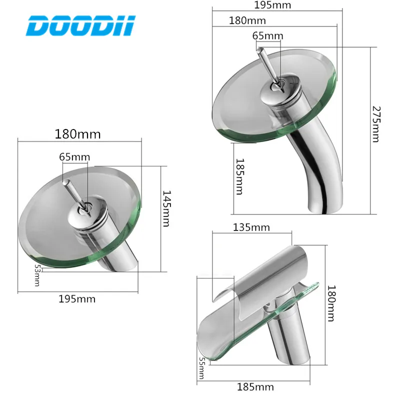 Смеситель для ванной комнаты, водопад, раковина, смеситель из нержавеющей стали, горячий и холодный стеклянный кран со стеклянным краем, кран с водопроводной трубой Torneira