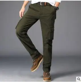 green Брюки карго мужские брендовые карманы Pantalon Homme повседневные на молнии зауженный тактический брюки военные армейские мешковатые брюки мужские боковые карманы - Цвет: green