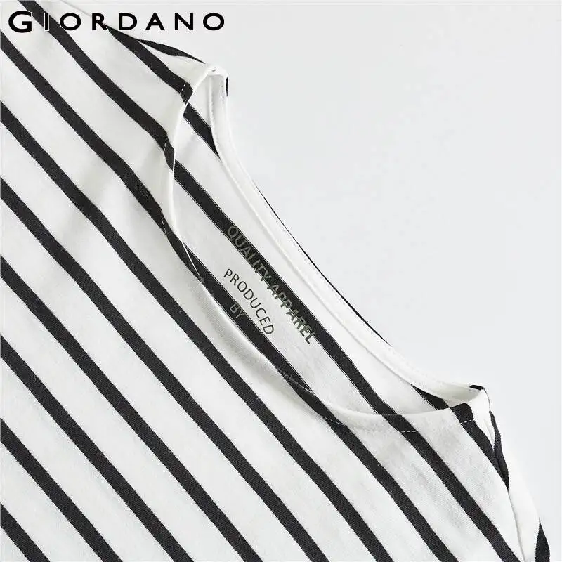 Giordano/женская футболка в полоску с длинным рукавом, с длинным рукавом, Женская разноцветная футболка с круглым вырезом, Poleras Mujer 91329797