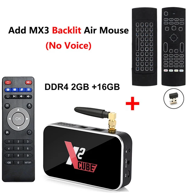 Add MX3 Backlie X2-CUBE Smart Android 9,0 ТВ приставка Amlogic S905X2 2 Гб DDR4 16 Гб rom телеприставка 2,4G/5G WiFi 1000M Bluetooth 4K HD медиаплеер - Цвет: Add MX3 Backlie
