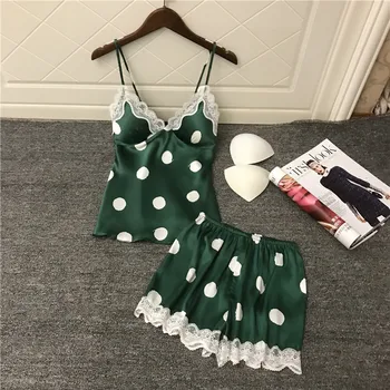 

Sexy Sleepwear Set Sling Homewear Lingerie Lace Print Underwear And Shorts Spaghetti Strap Pajama cute Summer Nightwear