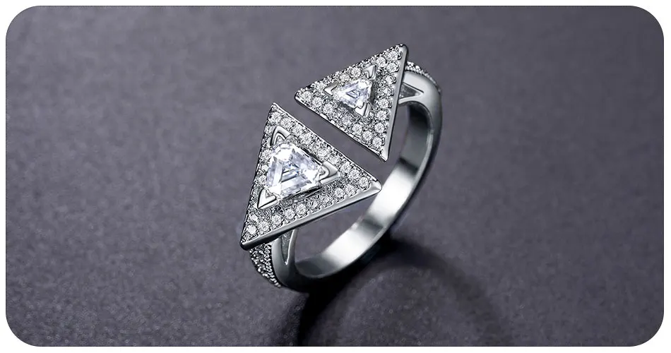 UMODE Triangle Wedding Rings for Women Engagement Ring Zirconia Adjustable Finger Rings Luxury Jewelry Accessories Gifts UR0569