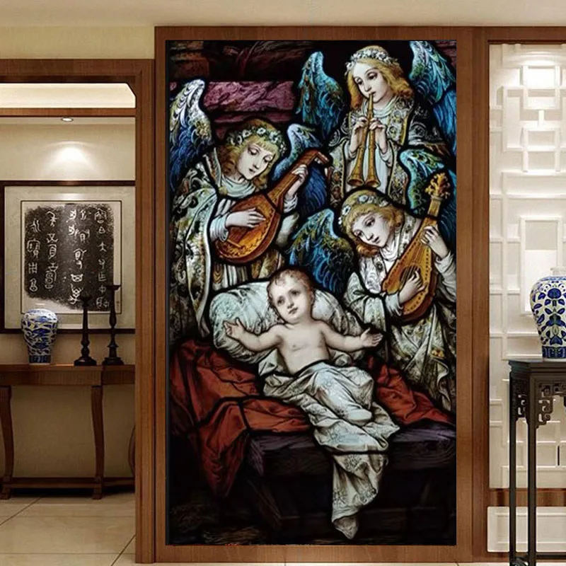 Изготовление размеров под заказ витражная плёнка на стекла окна Иисус Дева Мария