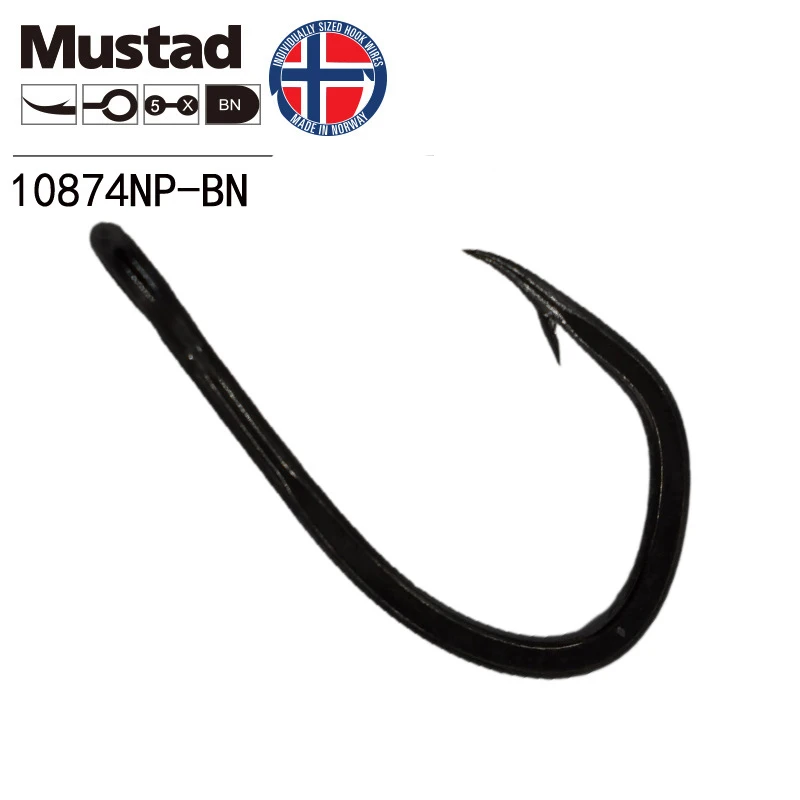 Mustad норвежский рыболовный крючок, супер мощный большой размер, круглые рыбные крючки, 7/0-10/0#, 10874NP-BN