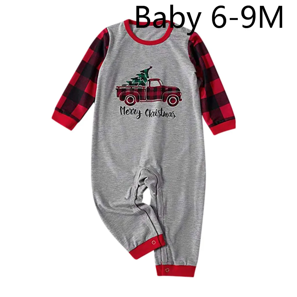 Baby 6-9M Рождественская семейная одежда, пижамы, клетчатый топ с надписью «Man Daddy»+ штаны, Рождественская одежда для сна для взрослых и детей, одежда для сна, одежда для семьи - Цвет: Baby 6-9M