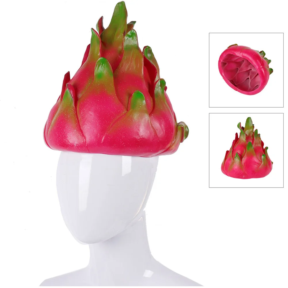 

Cap Cute Dress Up Halloween Christmas Simulation Props Dragon Fruit Silicone Masquerade Costume Ball Cosplay Party Hat Funny